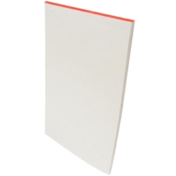 A 5 inch by 8 inch blank white writing pad.