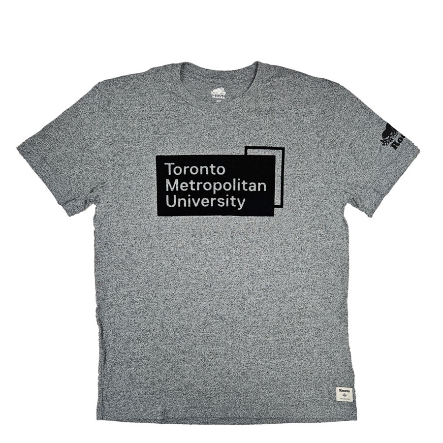 TMU Roots T-Shirt with Black University Logo Front Chest - Salt & Pepper