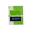 A package of Paperline brand white recycled paper in green and navy packaging.
