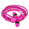 Bright pink fabric wrapped Wraps earphones.