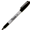 A black, fine-tip Sharpie brand marker in black and grey plastic with the Sharpie logo.