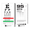 A 7.25 inch by 4 inch pocket eye chart test with black text.