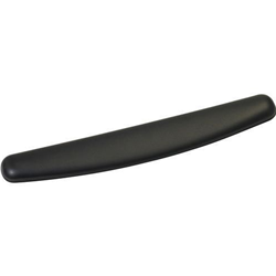 A thin black gel wrist rest for use with a mousepad.