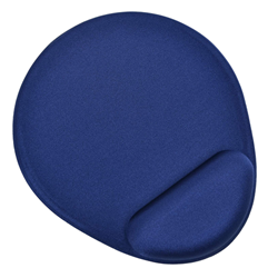 A blue mousepad with gel wrist rest.